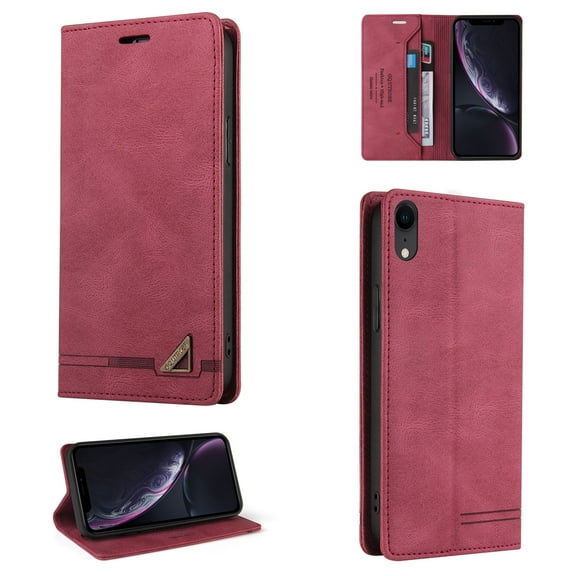 Allytech Wallet Cover for iPhone XR, Shockproof PU Leather Kickstand Wallet Card RFID Blocking Magnetic Folio Holder, Book Style Anti-Scratch Phone Case For iPhone XR, Red