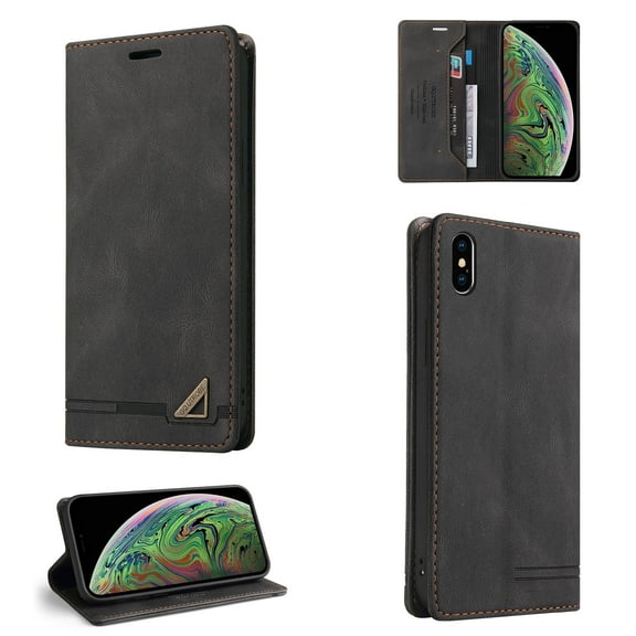 Allytech Wallet Cover for iPhone XS Max, Shockproof PU Leather Kickstand Wallet Card RFID Blocking Magnetic Folio Holder, Book Style Anti-Scratch Phone Case For iPhone XS Max,Black