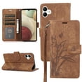 thumbnail image 1 of Allytech Wallet Flip Case for Samsung Galaxy A05 with Orchid Butterflies Embossed Pattern, Premium PU Leather Kickstand Magnetic Clasp Shockproof Case with Card Holder & Wrist Strap, Brown, 1 of 7