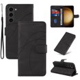 thumbnail image 1 of Allytech Wallet Flip Case for Samsung Galaxy S23 Plus, Retro Luxury PU Leather Shockproof Soft TPU Inner Magnetic Clasp Cover with Card Cash Slots & Kickstand & Wrist Strap for Women Men - Black, 1 of 10
