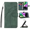 thumbnail image 1 of Allytech Wallet Flip Case for iPhone 15 Plus, Retro Luxury PU Leather Shockproof Soft TPU Inner Magnetic Clasp Cover with Card Cash Slots & Kickstand & Wrist Strap for Women Men - Green, 1 of 11
