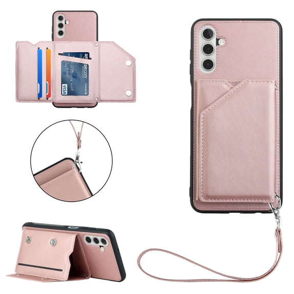 Allytech Wallet Purse Case for Samsung Galaxy A13 5G,Luxury PU Leather Flip Card Slots Holder Shockproof Slim Back Cover with Detachable Adjustable Wrist Strap.For Samsung Galaxy A13 5G,Rosegold