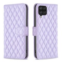 Allytech Wallet case for Samsung Galaxy A12, Argyle Pattern PU Leather Wallet case with Kickstand Card Slots Magnetic Closure Shockproof Case For Samsung Galaxy A12,Purple