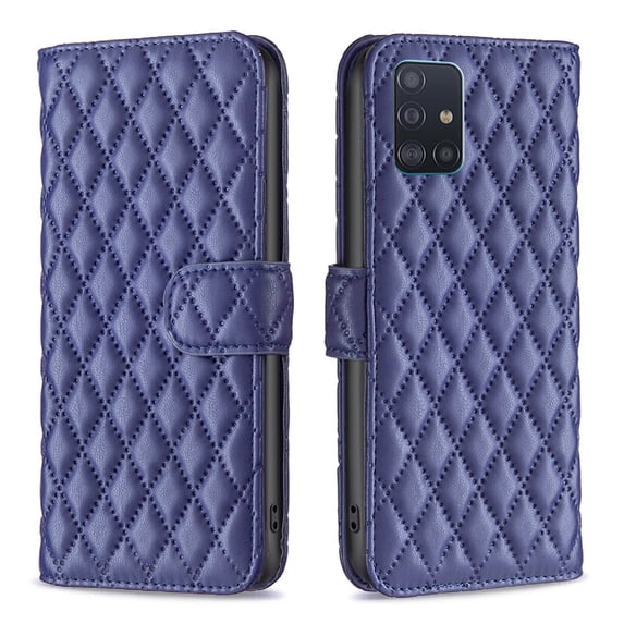 Allytech Wallet case for Samsung Galaxy A51 4G, Argyle Pattern PU Leather Wallet case with Kickstand Card Slots Magnetic Closure Shockproof Case For Samsung Galaxy A51 4G,Blue