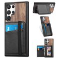 thumbnail image 1 of Allytech Wooden Case for Samsung Galaxy S22 Ultra/ Galaxy S22 Ultra 5G 2022(6.8"), Detachable Magnetic Back Wallet Card Slots Shockproof Protective Folio Stand Case for Samsung S22 Ultra 2022, Walnut, 1 of 8