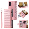 thumbnail image 1 of Allytech Zipper Magnetic Wallet Case for Samsung Galaxy A71 4G 6.7 Inch, Wrist Strap Holder Card Slot Drop Resistant Scratch Leather Wallet Cover, Rosegold, 1 of 8