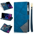 thumbnail image 1 of Allytech Zipper Storage Design Wallet Case for Samsung Galaxy S23 5G, PU Leather Flip Stand Magnetic Clasp Muliti-Card Slots Holster Case with Lanyard for Galaxy S23, Blue, 1 of 9