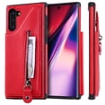 thumbnail image 1 of Allytech Zipper Wallet Case for Galaxy Note 10 6.3", Slim Back Cover with Cards Holder Zipper Kickstand Shockproof Wallet Case Cover TPU Shell for Samsung Galaxy Note 10 2019 Cell Phone, Red, 1 of 1