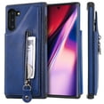 thumbnail image 1 of Allytech Zipper Wallet Case for Galaxy Note 10 6.3", Slim Back Cover with Cards Holder Zipper Kickstand Shockproof Wallet Case Cover TPU Shell for Samsung Galaxy Note 10 2019 Cell Phone, Blue, 1 of 1