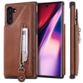 thumbnail image 1 of Allytech Zipper Wallet Case for Galaxy Note 10 6.3", Slim Back Cover with Cards Holder Zipper Kickstand Shockproof Wallet Case Cover TPU Shell for Samsung Galaxy Note 10 2019 Cell Phone, Brown, 1 of 1