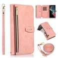 thumbnail image 1 of Allytech Zipper Wallet Case for Google Pixel 7 Pro with Wrist Strap & Shoulder Strap, Premium PU Leather Card Slots Kickstand Magnetic Clasp Shockproof Protective Cover Case - Pink, 1 of 9