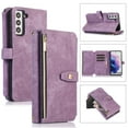 thumbnail image 1 of Allytech Zipper Wallet Case for Samsung Galaxy S24 with Wrist Strap & Shoulder Strap, Premium PU Leather Card Slots Kickstand Magnetic Clasp Shockproof Protective Cover Case - Purple, 1 of 9