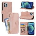 thumbnail image 1 of Allytech Zipper Wallet Case for iPhone 12 Pro Max PU Leather Purse Case with Crossbody Shoulder Strap Card Slots Kickstand Magnetic Protective Case For iPhone 12 Pro Max,Pink, 1 of 9