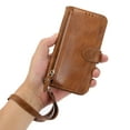 thumbnail image 1 of Allytech Zipper Wallet Case for iPhone XS Max PU Leather Purse Case with Hand Strap Card Slots Kickstand Magnetic Protective Case For iPhone XS Max,Brown, 1 of 8