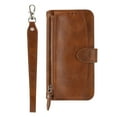 thumbnail image 1 of Allytech Zipper Wallet Phone Case for Samsung Galaxy A53 5G 6.5 inch,PU Leather Card Slots Money Pocket Magnetic Flip Kickstand Full Protection Shockproof Phone Cover with Wrist Strap,Brown, 1 of 8