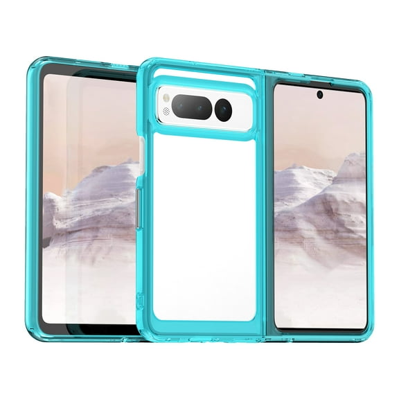 Allytech for Google Pixel Fold Clear Case, Hybrid Rugged Anti-Yellow Shockproof Hard Shell Back Cover Phone Case for Google Pixel Fold, Skyblue