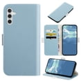 thumbnail image 1 of Allytech for Samsung Galaxy A13 5G Wallet Case,Candy Color Leather Lychee Texture Magnetic Flip Holder Card Slots Phone Cover,Blue, 1 of 10