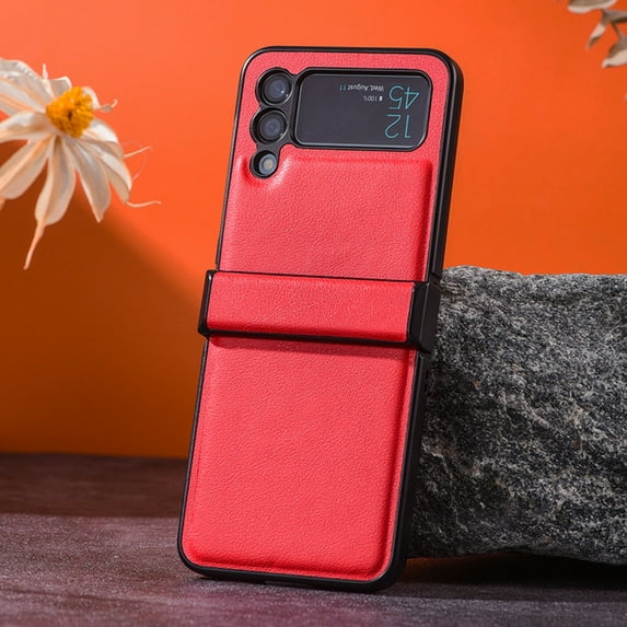 Allytech for Samsung Galaxy Z Flip 4 5G Ultra Slim Case, Luxury Business Leather Shockproof Thin Fit Non-Slip Case for Samsung Z Flip 4,Red