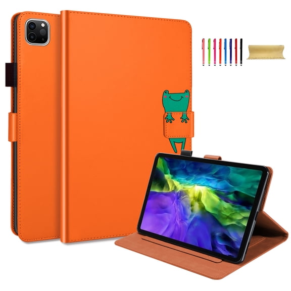 Allytech for iPad Air 11 Inch Case (M4/M3/M2, 2026-2024), Multi-Angle Viewing Stand, PU Leather Folio Cover with Card Slots & Pencil Holder, Orange