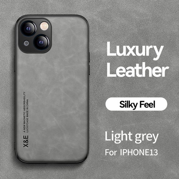 Allytech for iPhone 13 6.1 Inch Ultra Thin Imported Luxury Leather Case, Magnetic Attraction Inside Drop Protection Durable Cover Case, Lightgray