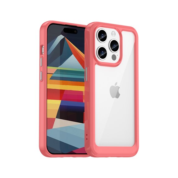 Allytech for iPhone 15 Pro Max Case, Clear Back Cover Hard Shell Rugged Hybrid Shockproof Cell Phone Case for Apple iPhone 15 Pro Max, Red