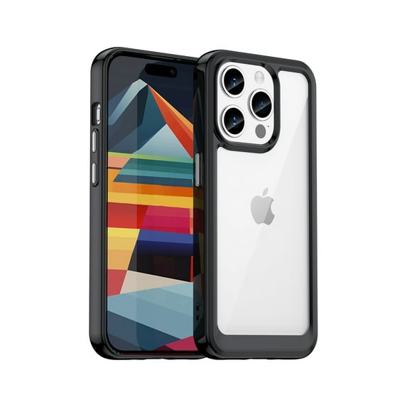 Allytech for iPhone 16 Case, Clear Back Cover Hard Shell Rugged Hybrid Shockproof Cell Phone Case for Apple iPhone 16, Black