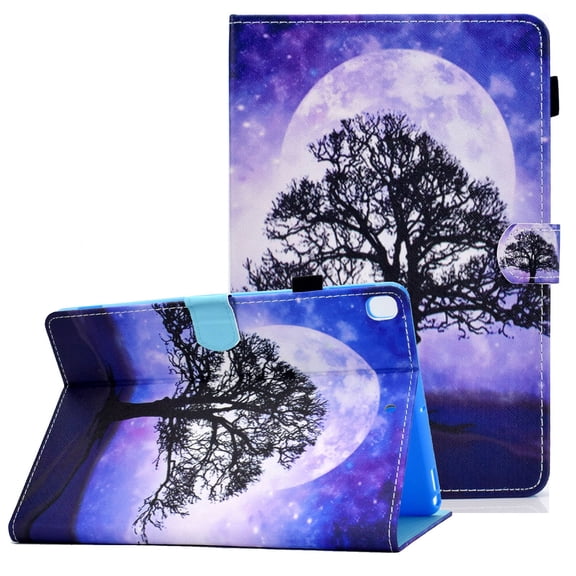 Allytech iPad 10.2 2019 Case with Pencil Holder iPad 7th Generation Tablet Case, PU Leather Smart Auto Sleep/Wake Shell Card Slot Slim Stand Cover for Apple iPad 7th Gen 10.2 inch iPad,Life Tree