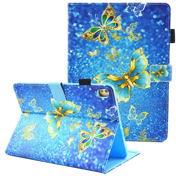 Allytech iPad 10.2 2020/2019 Case 8th/7th Generation, Slim Fit Multi Angle Viewing Stand Folio Flip Smart Shell Auto Sleep Wake Shockproof Cover for Apple iPad 10.2-inch Retina Display, Gold Butterfly