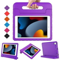 Allytech iPad 10.2" 2021 Case, iPad 10.2" Case with Screen Protector, Soft EVA Kids Friendly Shockproof Full Protection Convert Stand Handle Case Cover for Apple iPad 10.2" 2021, Purple