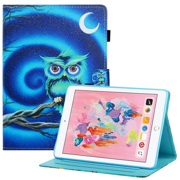 Allytech iPad 10.2" 7th Gen Case, iPad Air 3 Case 10.5", iPad Pro 10.5" Case, PU Leather Slim Shockproof Smart Cover with Auto Sleep Wake Folio Flip Multi Angle Stand Protective Case,Blue Owl