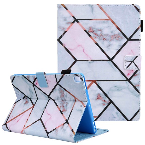 Allytech iPad 10.2' 8th 7th Gen Case, iPad Air 10.5" 3rd Gen Case, PU Leather Multi Angle Viewing Stand Shockproof TPU Inner Back Cover Auto Sleep Wake for Apple iPad 10.2" 2020/2019,Grid Marble