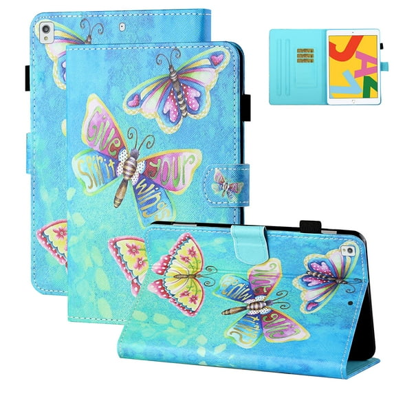 Allytech iPad 10.2" 8th Generation Case 2020, iPad 10.2" 7th Gen Case 2019, iPad Air 3 10.5" Case, Smart Cover Auto Sleep Wake Kickstand Flip Shockproof Case for Apple iPad 10.2", Butterfly