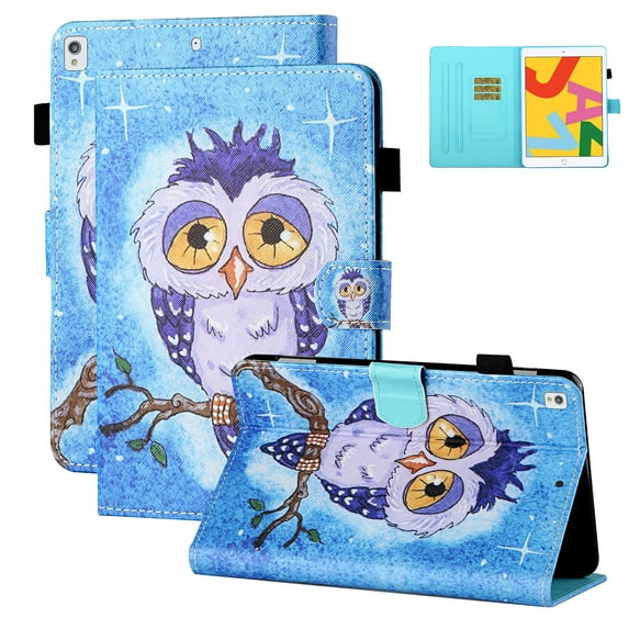 Allytech iPad 10.2" 8th Generation Case 2020, iPad 10.2" 7th Gen Case 2019, iPad Air 3 10.5" Case, Smart Cover Auto Sleep Wake Kickstand Flip Shockproof Case for Apple iPad 10.2", Cute Owl