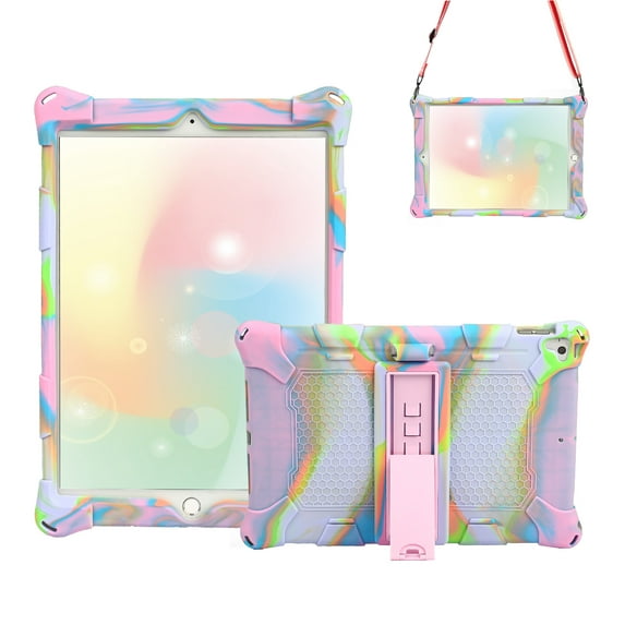 Allytech iPad 10.2 Case 2020/2021 8th/9th Gen, iPad 10.2 Case 7th Gen, iPad Air 3rd Gen 10.5" Case,Colorful EVA Rubber Protection Drop Proof Kickstand Shockproof Case Cover Kids Friendly, Pink