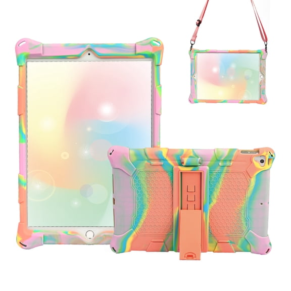 Allytech iPad 10.2 Case 2020 8th Gen, iPad 10.2 Case 7th Gen, iPad Air 3rd Gen 10.5" Case,Colorful EVA Rubber Protection Drop Proof Kickstand Shockproof Case Cover Kids Friendly, Orange