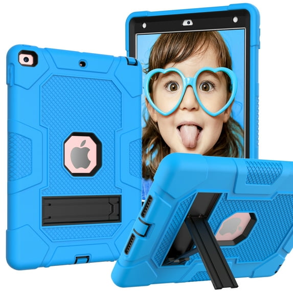 Allytech iPad 10.2 Case 2021/2020/2019, Heavy Duty Protection Shock-absorbing Kickstand Rugged Hybrid Kids Friendly Case Cover for Apple iPad 10.2-inch 9th/8th/7th Generation, Blue