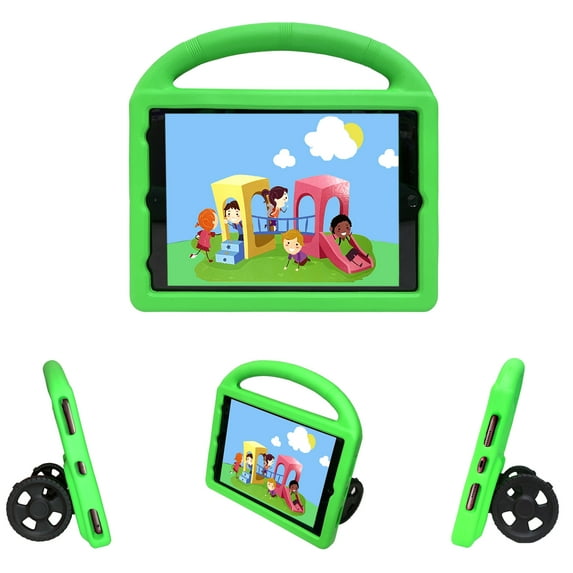 Allytech iPad 10.2 Case, iPad 9th 8th 7th Gen Kids Case, EVA Handle Stand Cute Car Design Shockproof Lightweight Kids Friendly Case Cover for Apple iPad 10.2 Inch 2021/2020/2019 - Green