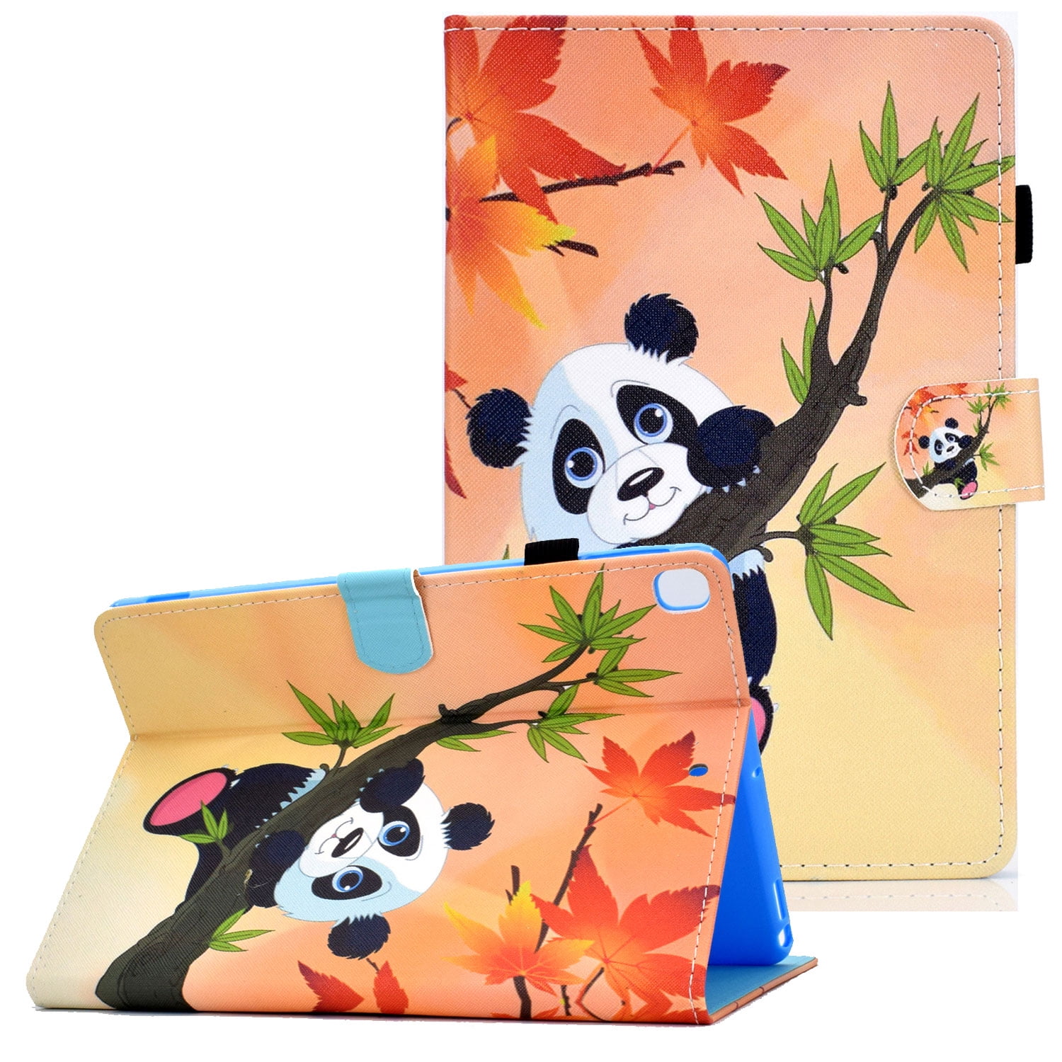 Allytech iPad 10.2" Case Cover with Pencil Holder, PU Leather Slim Shell Flip Multi Angle Stand Auto Sleep Wake Shockproof Full Protection TPU Back Cover for Apple iPad 10.2" 2019, Panda