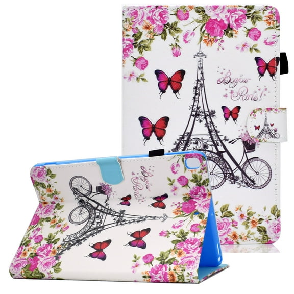 Allytech iPad 10.2" Case Cover with Pencil Holder, PU Leather Slim Shell Flip Multi Angle Stand Auto Sleep Wake Shockproof Full Protection TPU Back Cover for Apple iPad 10.2" 2019, Flower Tower