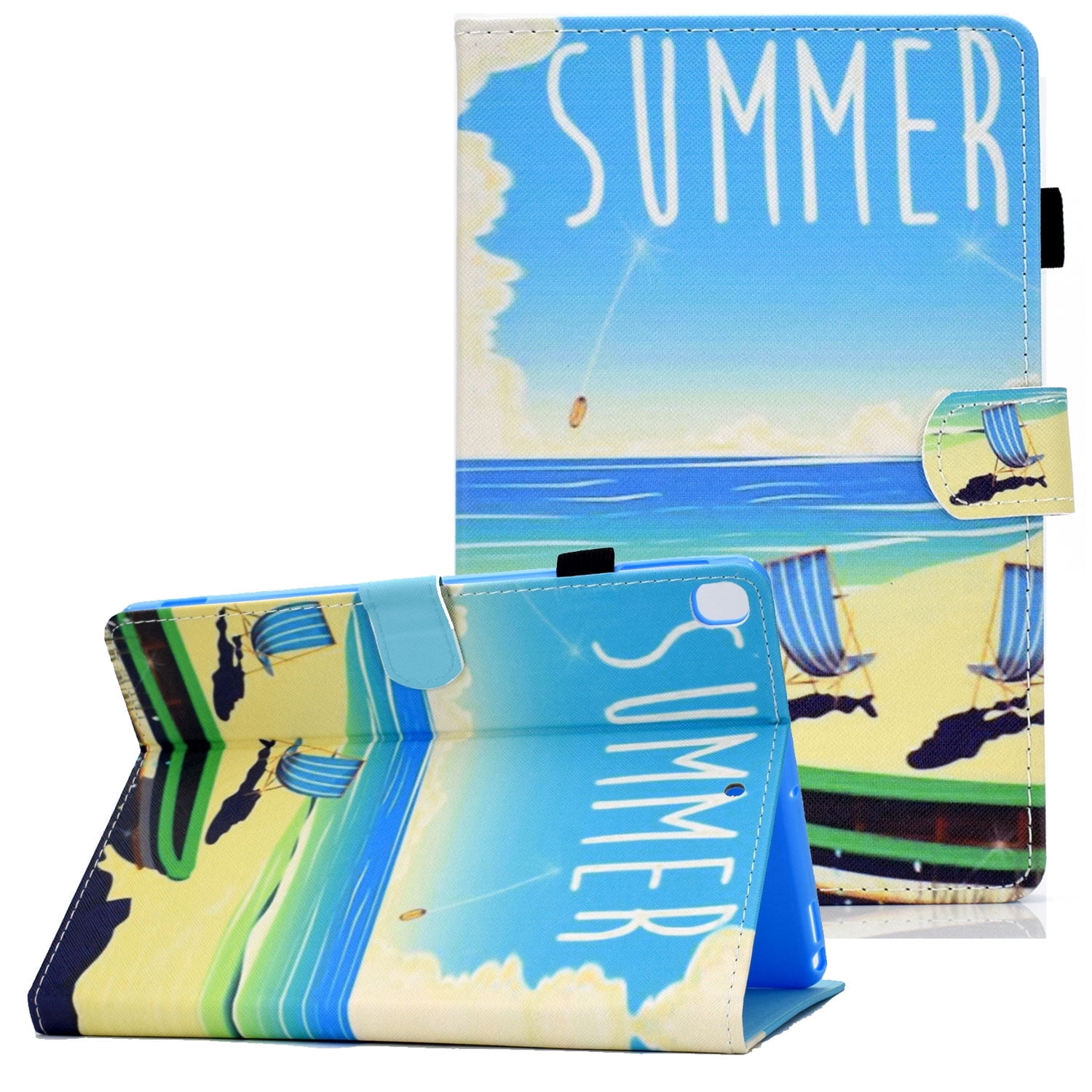 Allytech iPad 10.2" Case Cover with Pencil Holder, PU Leather Slim Shell Flip Multi Angle Stand Auto Sleep Wake Shockproof Full Protection TPU Back Cover for Apple iPad 10.2" 2019, Summer
