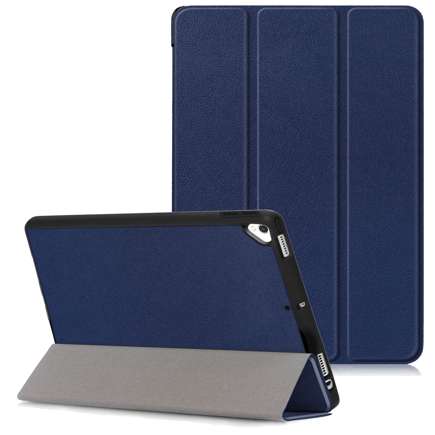 Allytech iPad 10.2 Case with Pencil Holder, iPad 8th 7th Generation Case Cover, Ultra Slim Folding Stand Smart Shell Auto Sleep Wake Shockproof TPU Back Cover for Apple iPad 10.2, Darkblue