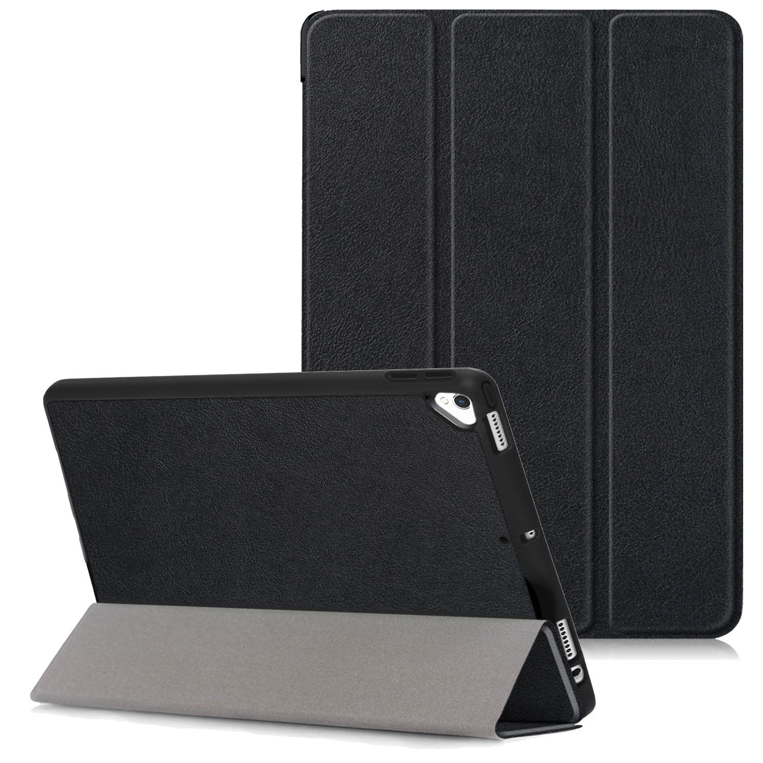 Allytech iPad 10.2 Case with Pencil Holder, iPad 8th 7th Generation Case Cover, Ultra Slim Folding Stand Smart Shell Auto Sleep Wake Shockproof TPU Back Cover for Apple iPad 10.2, Black