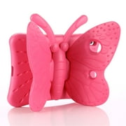 Allytech iPad 10.2" Kids Case 9th 8th 7th Gen, Cute Butterfly Design Kids Girls Cover Heavy Duty Shockrpoof Drop Protection Kickstand Case for Apple iPad 10.2 2022 2021 2020- Rose