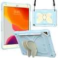 thumbnail image 1 of Allytech for iPad 10.2 inch Case 8th/7th Gen 2020/2019, Hard Back Shell Heavy Duty Shockproof Butterlfy Wings Kickstand Kidsproof Case with Pencil Holder for iPad 8/iPad 7 10.2", Blue + Beige, 1 of 7