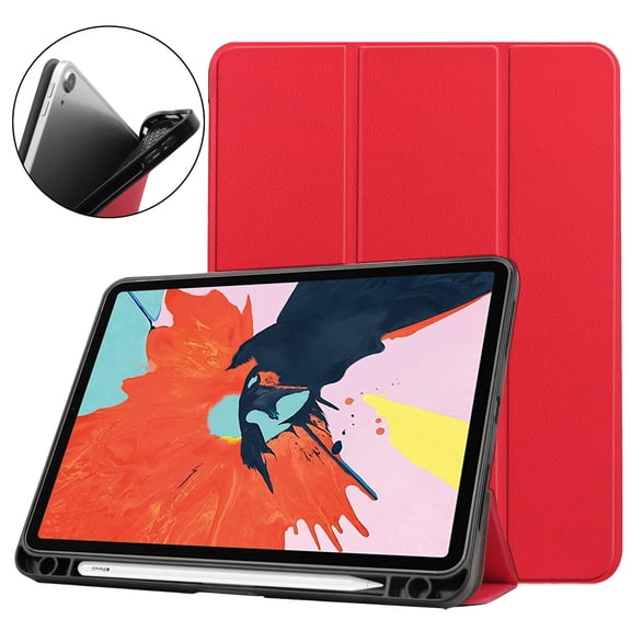 Allytech iPad 10.9" Case, iPad Air 4th Generation Case, Ultra Slim Pencil Holder Lightweight Shockproof Auto Sleep Wake Trifold Stand Cover for Apple iPad 10.9" 2020, Red