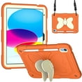 thumbnail image 1 of Allytech for iPad 10th Gen 10.9 Inch Case 2022 with Butterfly Wings Kickstand & Pencil Holder, Kidsproof Removable Shoulder Strap 2 in 1 Heavy Duty Rugged Cover for iPad 10.9" 2022, Orange+Beige, 1 of 7