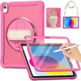 thumbnail image 1 of Allytech iPad 10th Gen Case with Screen Protector Film, iPad 10.9" 2022 Cover, Heavy Duty Protective Shockproof Rugged Kickstand Shoulder Hand Strap Drop Proof Case Cover for Apple iPad 10-Rose, 1 of 9