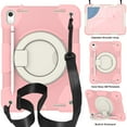 thumbnail image 1 of Allytech iPad 10th Generation Case 10.9" 2022, Rugged Protective Shockproof with Shoulder Strap Rotating Stand Three Layes Case Cover for Apple iPad 10th Gen 10.9" - Pink, 1 of 9