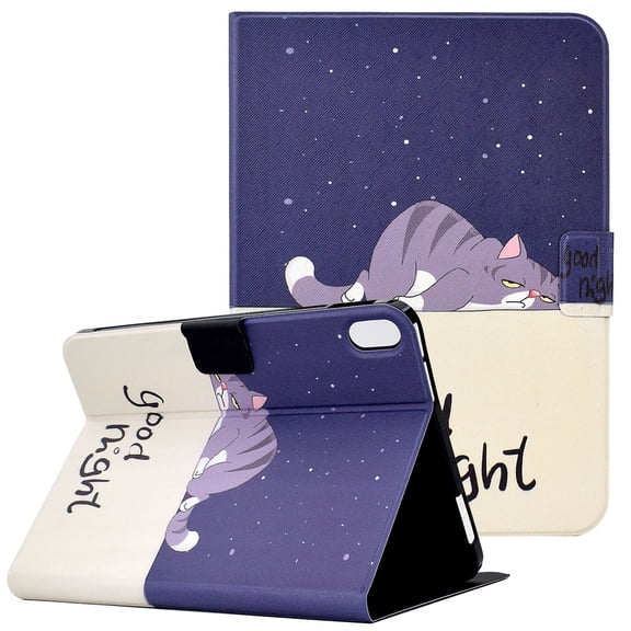 Allytech for iPad 10th Generation Case 10.9 inch 2022, Premium PU Leather Folio Stand Shell with Card Slots Holder Smart Auto Sleep Wake Protective Wallet Case for iPad 10.9", Sleepy Cat