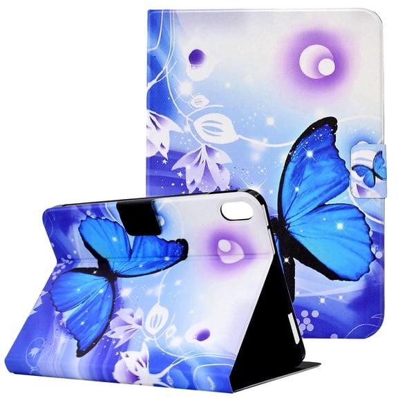 Allytech for iPad 10th Generation Case 10.9 inch 2022, Premium PU Leather Folio Stand Shell with Card Slots Holder Smart Auto Sleep Wake Protective Wallet Case for iPad 10.9", Blue Butterfly